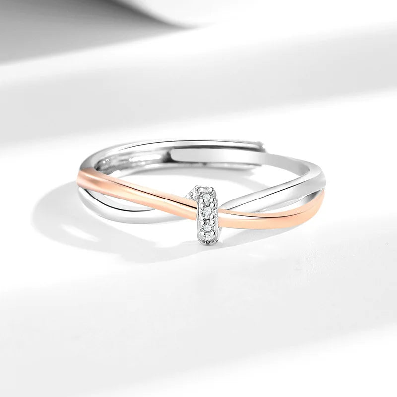 Double Knot Couple Rings Women's Twisted Two Colors Simple Elegant Light Luxury Open Rings Fashion Jewelry Accessories Wholesale