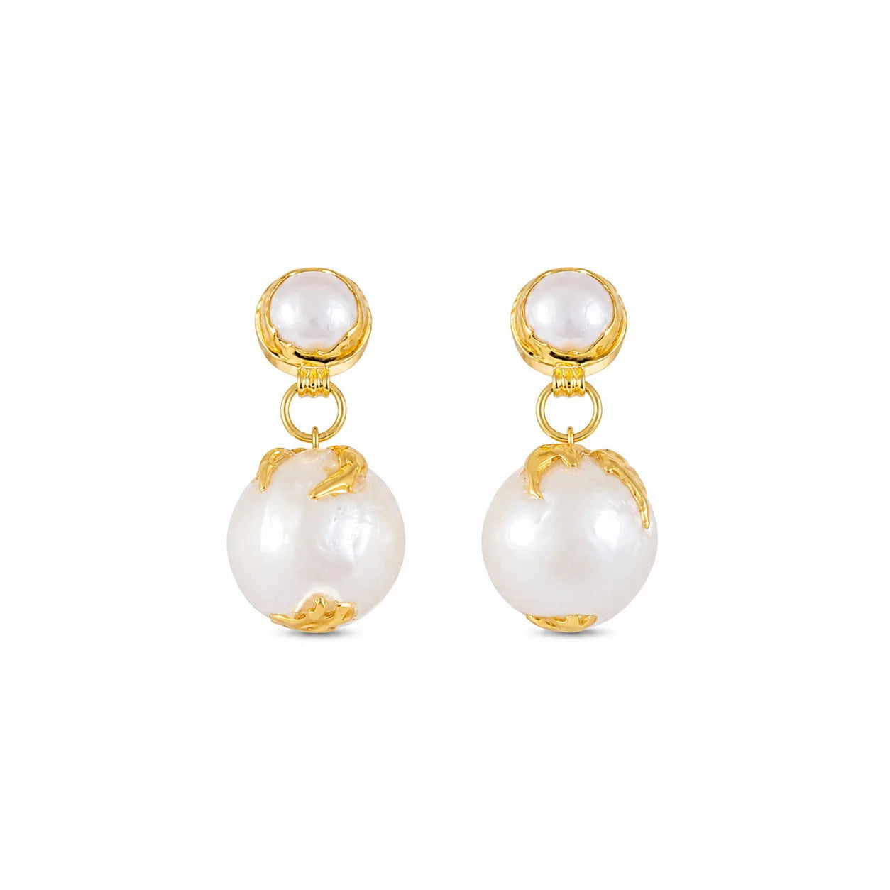 Fashion Freshwater Pearl S925 Silver 18K Gold Plated Drop Earrings for Girls Elegant Jewelry for Women Ladies Wholesale Bulk