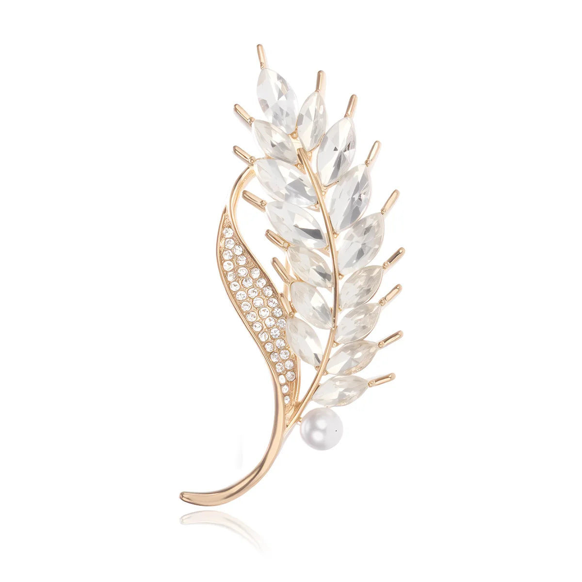 Fashion Glitter Ear of Wheat Rhinestone Brooches for Girls Sweet Trendy Pins Jewelry for Women Ladies Accessories Wholesale