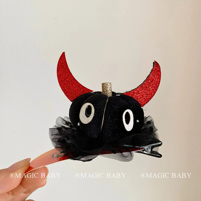Halloween Pumpkin Hair Clip Skull Demon for Kids Spooky Cute Hairpins Child Costume Party Hair Accessories Trick or Treat Gift