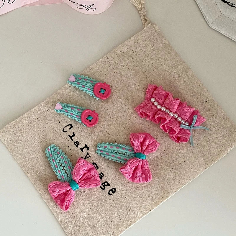Fashion Cute Bowknot Imitation Pearl Hair Clips for Baby Girls Trendy Stylish Snap Clips for Kids Children Hair Accessories