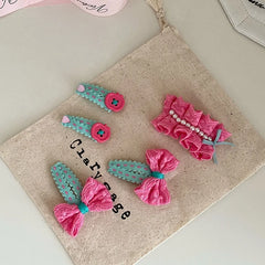 Fashion Cute Bowknot Imitation Pearl Hair Clips for Baby Girls Trendy Stylish Snap Clips for Kids Children Hair Accessories