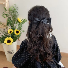 Girly Aesthetic Solid Color Bowknot Barrette Clips Elegant Simple Fashion in Stock Hairpins for Kid Children Daily Causal School