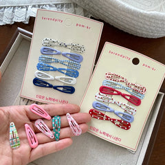 Kids Multicolor Heart Flower Printed Snap Clips Sweet Fashion Cute Wholesale in Stock Hairpins Accessories for Children Daily