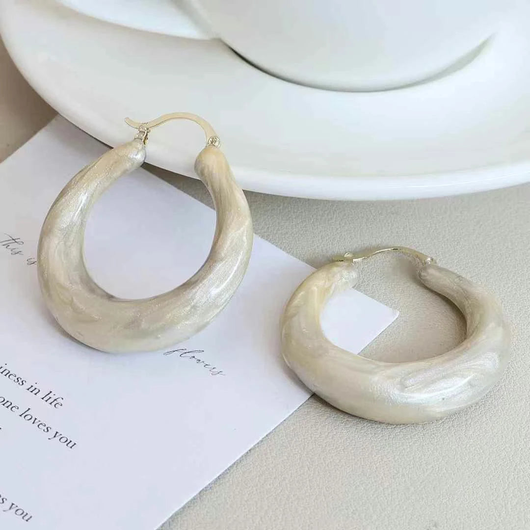 Ladies Hot Sale Solid Color Medium Hoop Earring Elegant Graceful Fashion Luxurious Dainty High Quality Bulk Jewelry Accessories