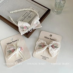 Sweet Cute Bowknot Flower Imitation Pearl Head Band for Baby Girls Elegant Graceful Hair Band for Kids Children Hair Accessories