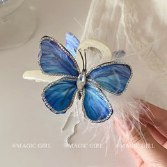 Butterfly Elegant Luxurious Glitter Hair Claw Clips for Girls Feather Princess Style Haarspange for Women Lady Hair Accessories
