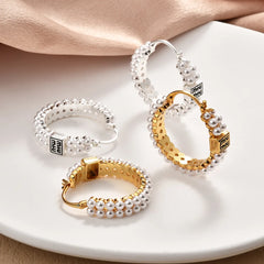 Women's Retro Style Hoop Earrings Imitation Pearl Letter Loops and Buckles Unique Earrings Fashion Charm Ear Accessories New