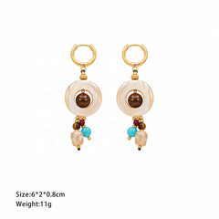 Fashion Shell Conch Red Agate Turquoise Drop Earrings for Girls Boho Trendy Jewelry for Women Ladies Wholesale China Factory