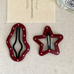 Girls Aesthetic Red Pink Irregular Shape Grid Snap Clips Fashion Elegant Beauty Simple in Stock Hairpins Accessories for Women