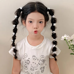 Kids Minimalistic Star Heart Circle Decorative Black Elastic Hair Ties Fashion Cute in Stock Scrunchies Accessories for Daily