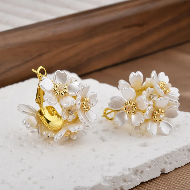 Super Fairy Flower Stud Earrings Girl's High-end Sweet Elegant Ethereal Earring for Female Party Korean-style Jewelry Wholesale