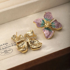 Fashion Bold Flower Boho S925 Silver Copper 18K Gold Plated Stud Earrings for Girls Trendy Jewelry for Women Ladies Wholesale