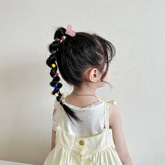 Kids Heart Beads Telephone Wire Hair Ties Candy Color Sweet Fashion Wholesale Scrunchies Accessories for Children Daily School