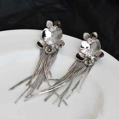 Ladies Heart Shape Mental Tassel Decorative Long Drop Earring Fashion Sparking Glitter Sequined Charms Bulk Jewelry Accessories