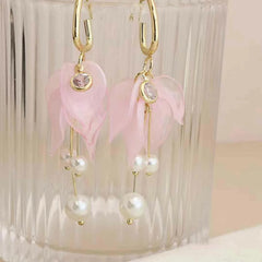 Ladies Imitation Pearl Hot Sale Blue Green Pink Drop Earring Sweet Elegant Fashion Dainty Bulk Jewelry Accessories for Causal
