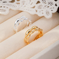 Women Solid Color Simple 18k Gold-plated Copper Silver Rings Wholesale Low MOQ in Stock Fashion Dainty Jewelry for Female Daily