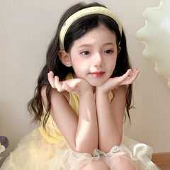 Graceful Simple Yellow Solid Colored Dots Scrunchies Headbands Kids Daily Hair Ties Hairband Accessories
