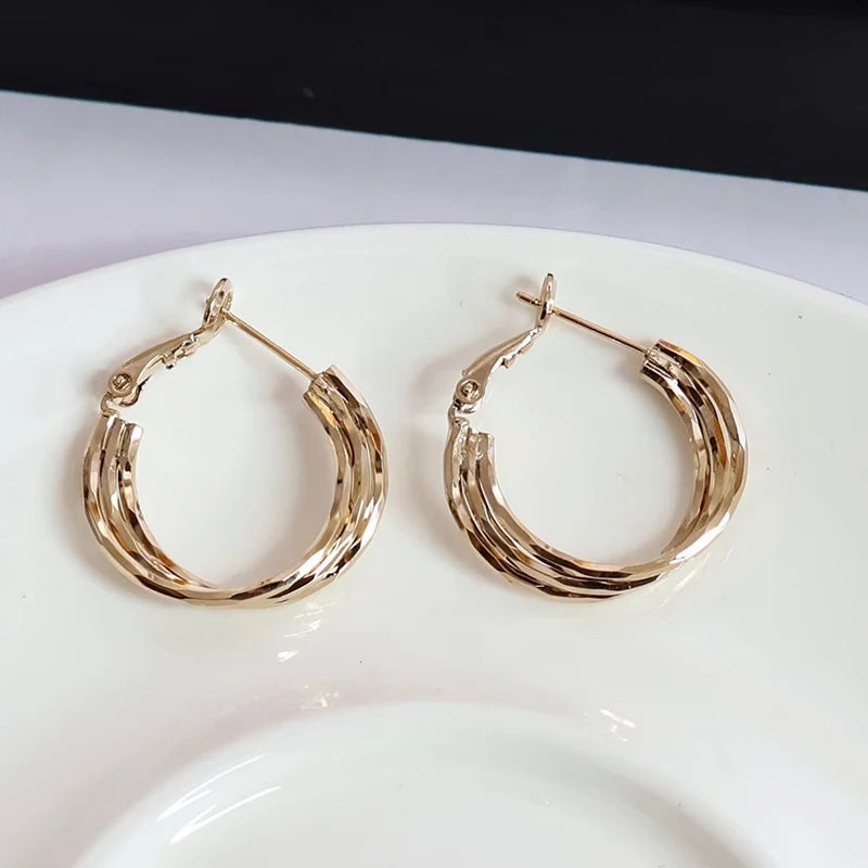 Simple Fashion Classic Vintage Refined Hoop Earrings for Girls Charms Art Deco Jewelry for Women Ladies Accessories Wholesale