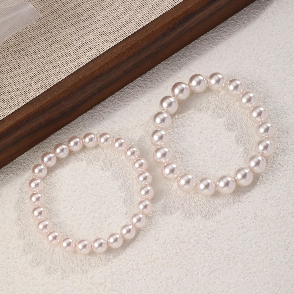 Women 10 MM 8MM 6MM Pink White Glass Pearl Bracelet Elegant Simple Mixed Order Accepted in Stock Jewelry for Female Daily Life