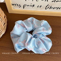 Large Bear Print Hair Ties Scrunchies High Elasticity Cute Creative Vintage Design Stylish Hair Accessories for Women's Daily