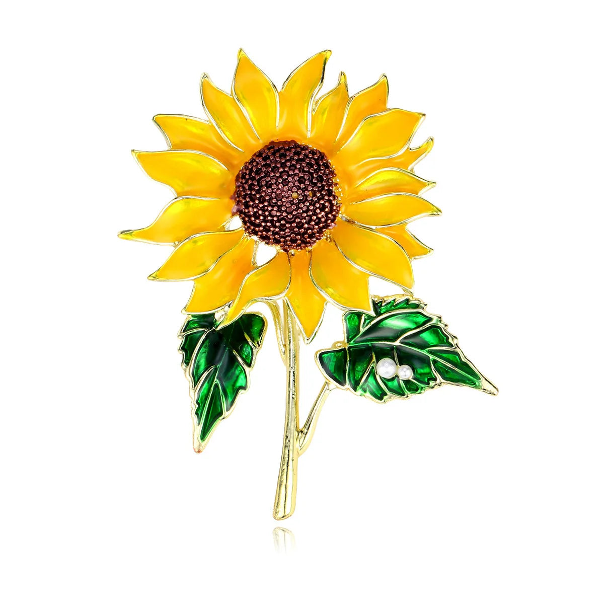 Fashion Sweet Trendy Sunflower Floral Brooches for Girls Stylish Dainty Glamorous Pins Jewelry for Women Ladies Accessories