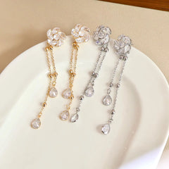 Fashion Trendy Luxury Vintage Refined Drop Earrings for Girls Graceful Tassel Jewelry for Women Ladies Accessories Wholesale