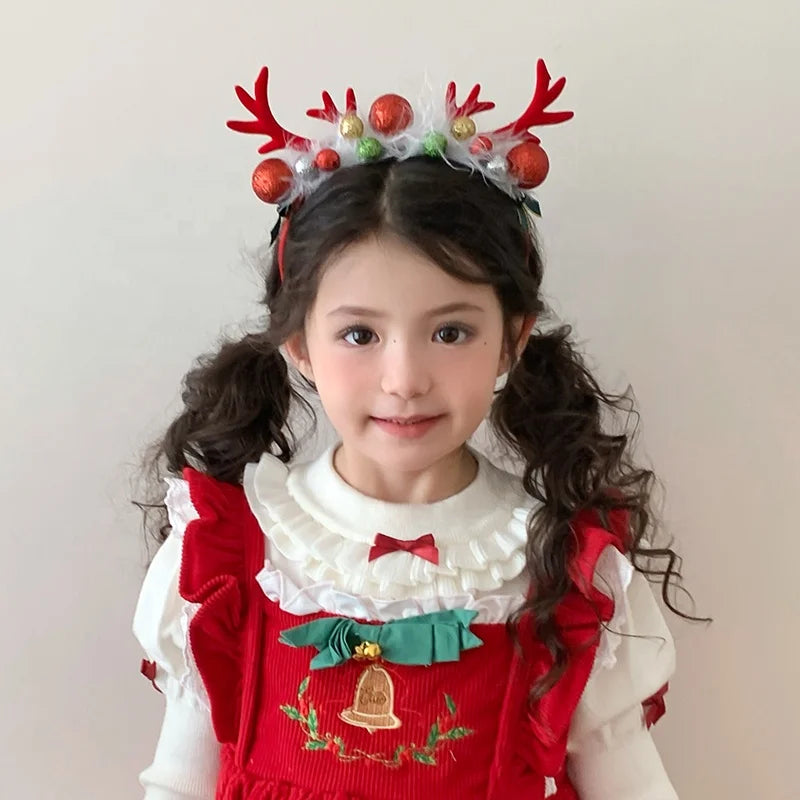 2025 Christmas Classic Deer Santa Claws Hair Band for Baby Girls Cute Sweet Head Band for Kids Children Hair Accessories Chic