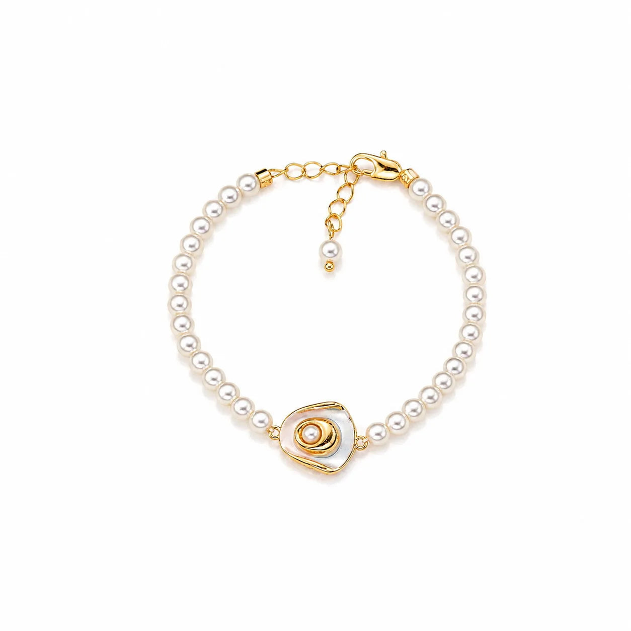Fashion 18k Gold Copper Freshwater Pearl Bracelets for Girls Sweet Hand-Painted Drip Glaze Jewelry for Women Ladies Wholesale