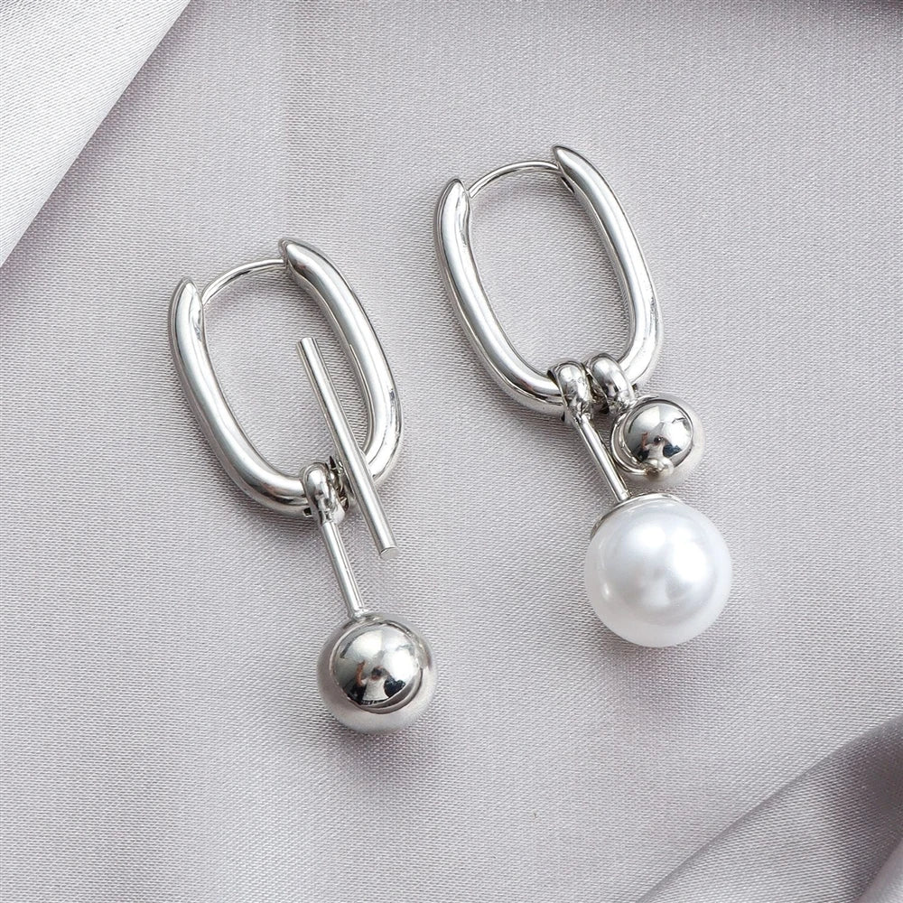 Fashion Simple Art Deco Trendy Drop Earrings for Girls Sweet Imitation Pearl Jewellry for Women Ladies Accessories Wholesale