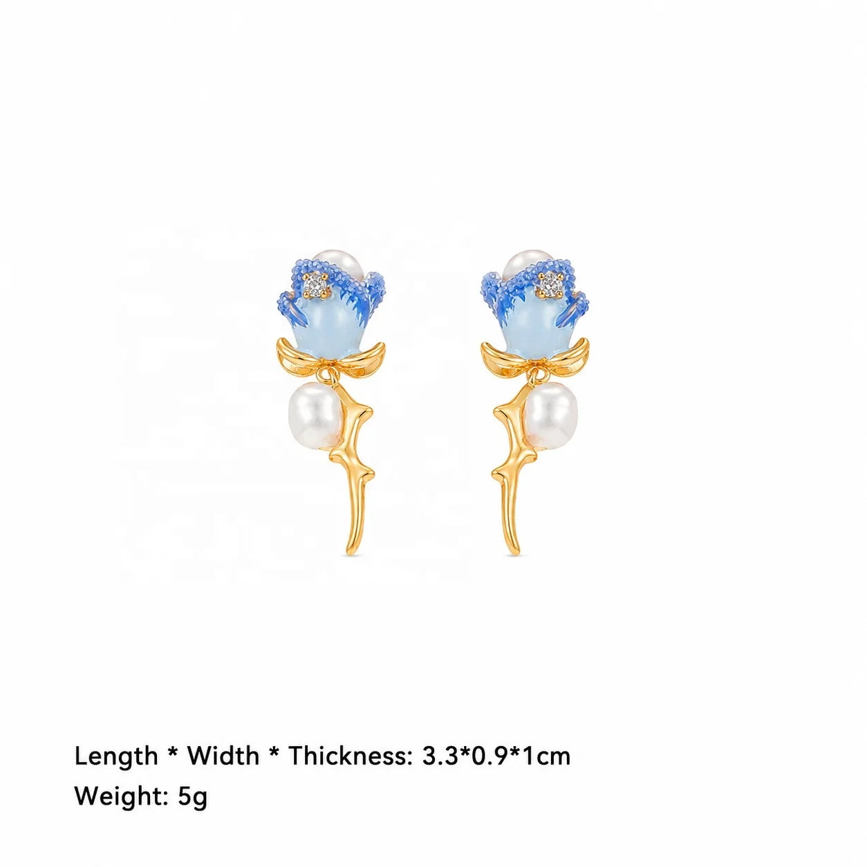 Female Charms Rose Flower Blue Pink Freshwater Pearl S925 Silver 18k Gold-plated Earring Low MOQ in Stock Jewelry for Women
