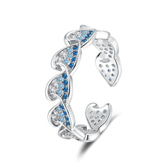 Cross-border Summer Zircon-encrusted Wave Rings Fashionable Simple Women's Elegant Sweet Jewelry Gift Idea Accessories Wholesale
