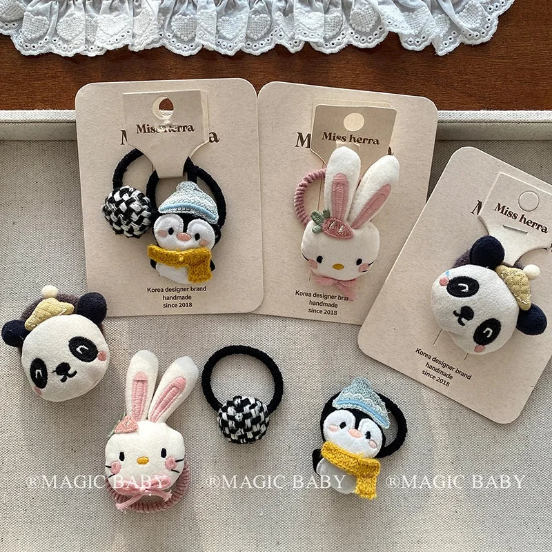 Fashion Cute Sweet Kawaii Trendy Scrunchies for Baby Girls Animals Bunny Elastic Hair Ties for Kids Child Hair Accessories Chic