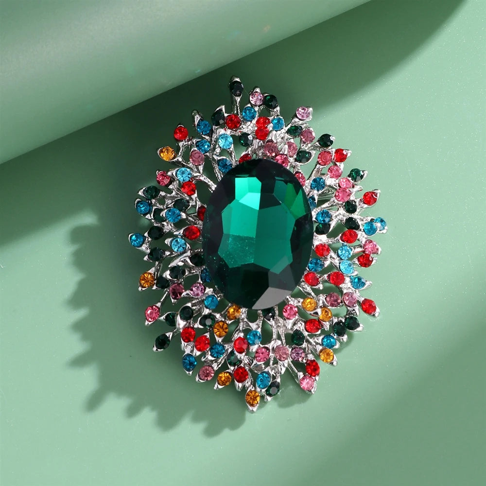 Fashion Glitter Rhinestone Vintage Luxury Brooches for Girls Sweet Elegant Pins Jewelry for Women Ladies Accessories Hot Sale