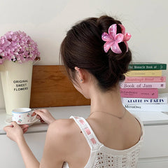 Solid Color Hawaii Style Flower Hair Claw Clips for Women & Girls Trendy Sweet Fashion Hair Accessories for Daily Use