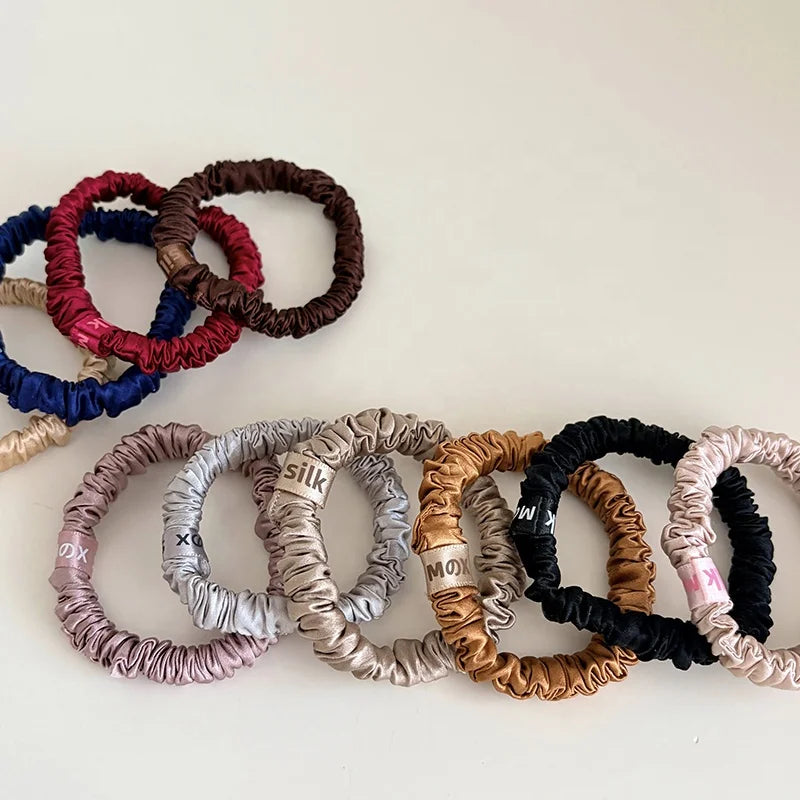 Fashion Trendy Stylish 100% Silk Scrunchies for Girls Soft Smooth Sweet Hair Ties for Women Ladies Hair Accessories in Stock