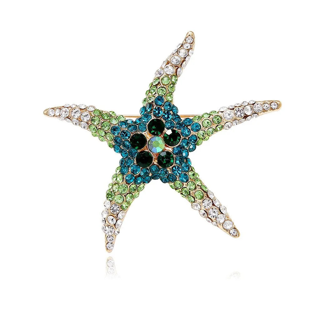 Fashion Star Sweet Glitter Rhinestone Brooches for Girls Elegant Trendy Glamorous Pins Jewelry for Women Ladies Accessories