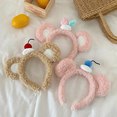 Hot Sale Cherry Fruits Solid Color Downy Headbands Sweet Cute Wholesale New Design in Stock Hairbands Accessories for Women
