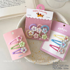 Simple Minimalistic Flowers Plaid Hair Clips for Baby Girls Sweet Cute Snap Clips for Kids Child Teens Hair Accessories in Stock