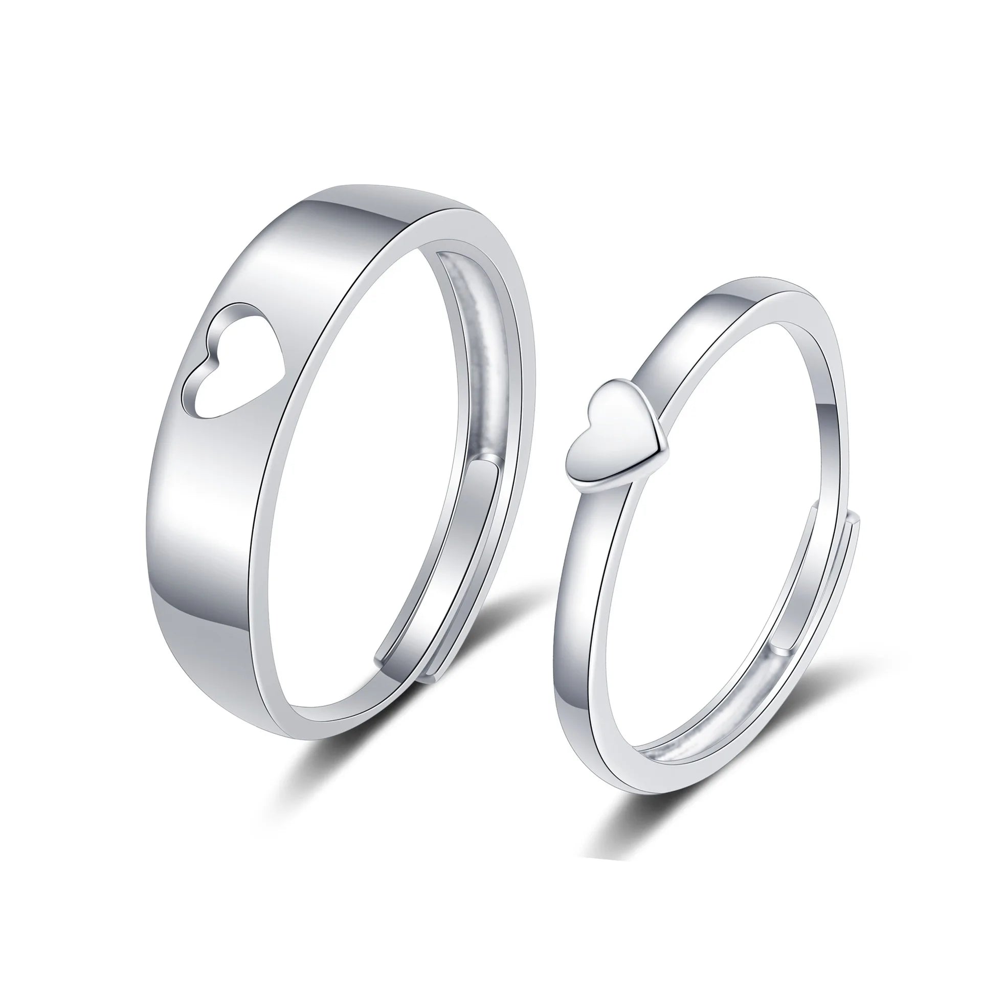 Korean-style Simple Heart-shaped Hollowed-out Rings Cute Gifts for Women Couple Wedding Ring Engagement Marriage Jewelry Bulk