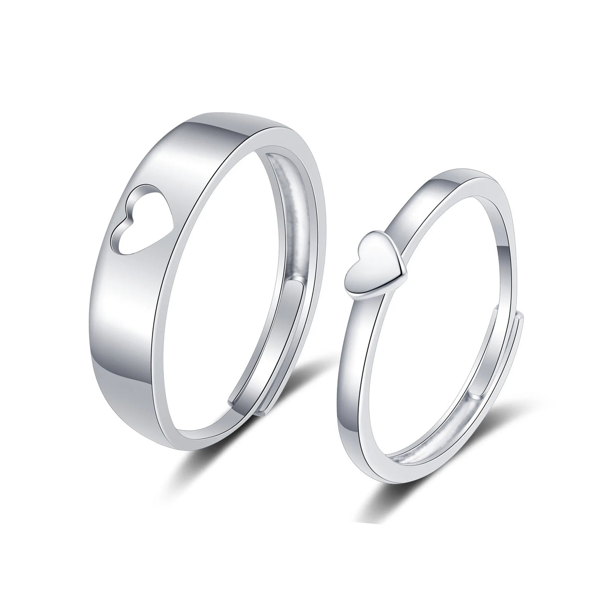 Korean-style Simple Heart-shaped Hollowed-out Rings Cute Gifts for Women Couple Wedding Ring Engagement Marriage Jewelry Bulk
