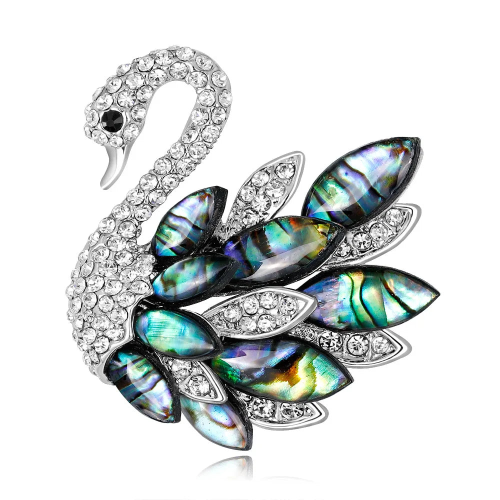 Fashion Glitter Rhinestone Sparking Swan Brooches for Girls Sweet Animals Elegant Pins Jewelry for Women Ladies Accessories