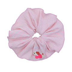 Fashion Cute Stripe Puppy Animals Bowknot Scrunchies for Baby Girls Simple Hair Ties for Kids Children Hair Accessories in Stock