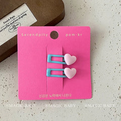 Cute Chic Simple Snap Hair Clips 5cm Heart-Shaped Candy Colors Baby Girls' Fashion Accessories Alloy Material for Party