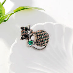 Fashion Glitter Sparking Rhinestone Cat Animals Brooches for Girls Sweet Cute Pins Jewelry for Women Ladies Accessories Kawaii