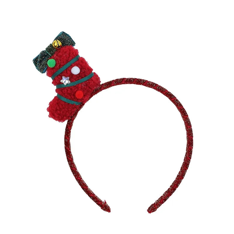 2025 Christmas Bowknot Santa Claws Socks Hairbands for Baby Girls Cute Sweet Glitter Head Bands for Kids Child Hair Accessories