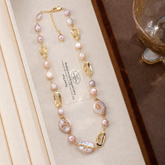 Fashion Baroque Pearl Freshwater Pearl 18K Gold Plated Jewelry Sets for Girls Elegant Bracelets Necklaces for Women Ladies
