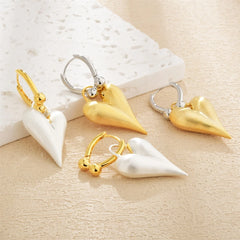 Women's Elegant Heart Drop Earrings Gold Siliver Brushed Love Shaped Earrings Fashionable Jewelry Accessories for Gift Wholesale