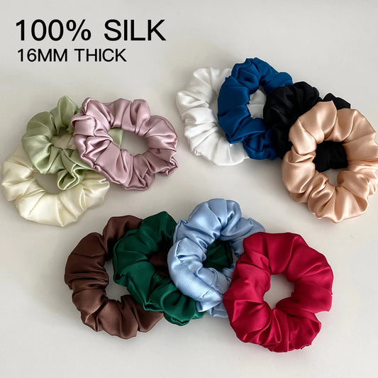 Elegant 100% Silk Scrunchies for Women and Girls Simple Chic Vintage Party Style Hair Ties with Stock Accessories