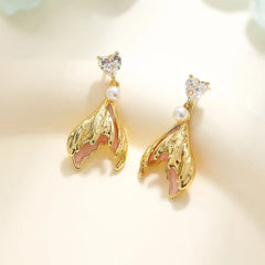Luxury Imitation Pearl Rhinestone Heart Shaped Drop Earrings for Girls Elegant Trendy Dainty Jewellry for Women Lady Accessories